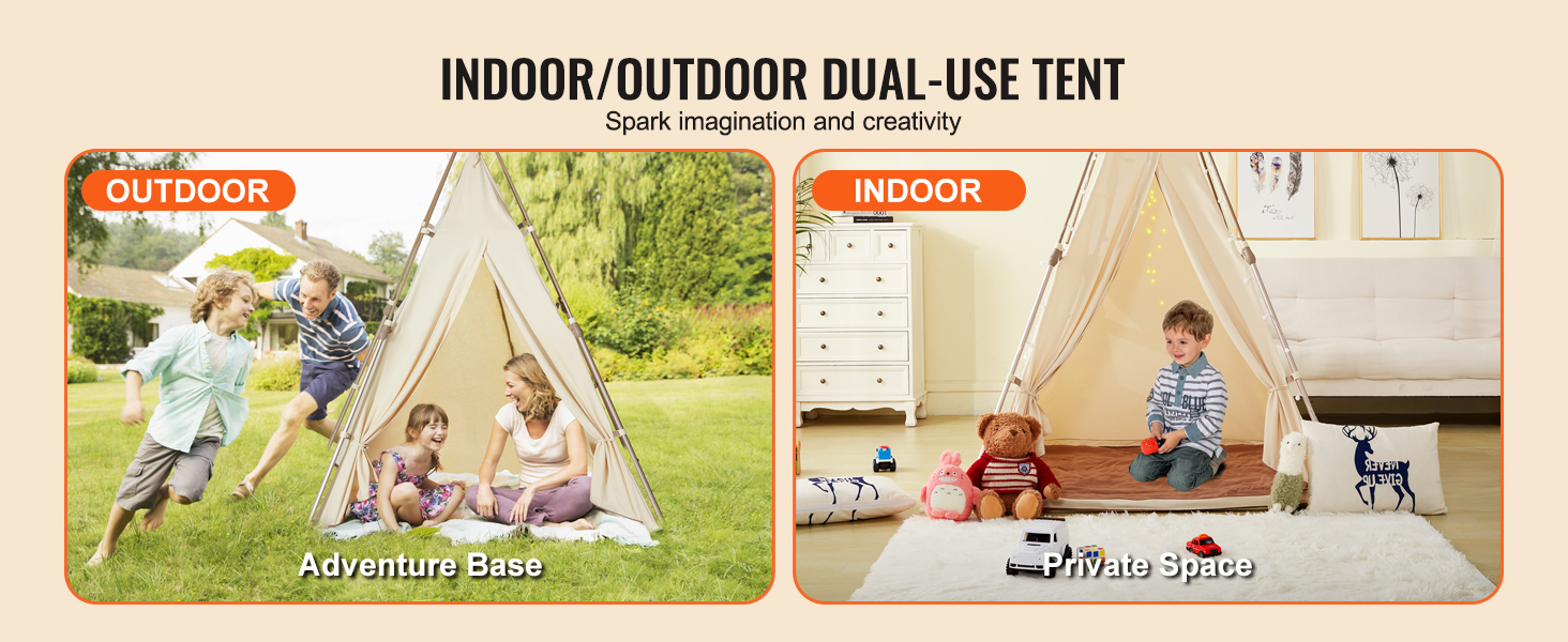 VEVOR kids play tent for indoor and outdoor use, creating an adventure base and private space for kids.