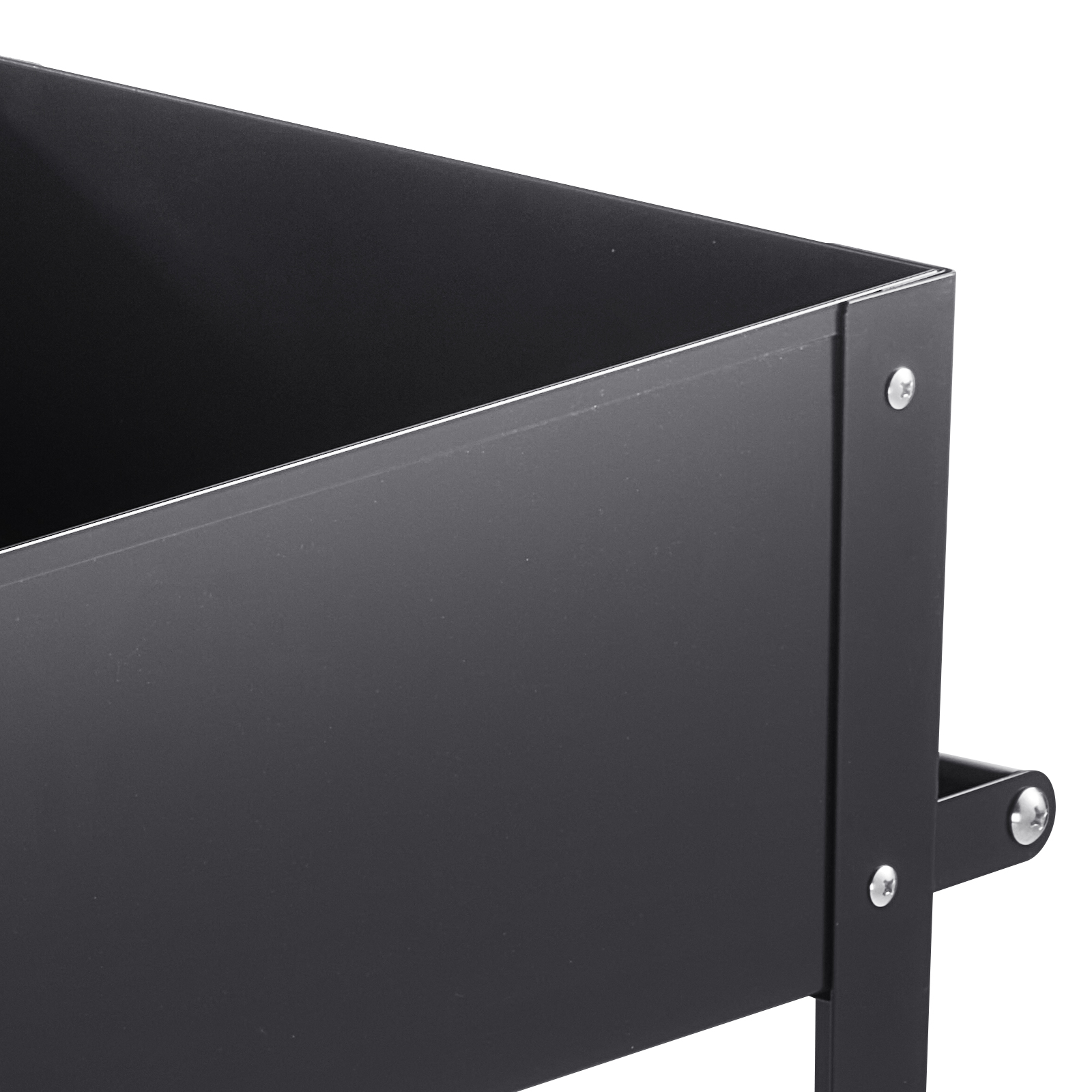 black VEVOR raised garden bed corner with sleek design and durable metal construction.