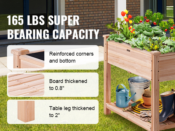 VEVOR sodo lova su 165 lbs pajėgumą, sustiprinti kampai, ir 2-colių storio kojos kieme nustatymas.