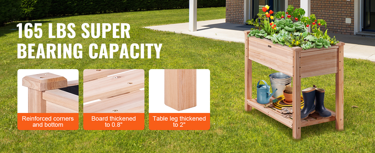 VEVOR sodo lova su 165 lbs pajėgumą, sustiprinti kampai, ir 2-colių storio kojos kieme nustatymas.