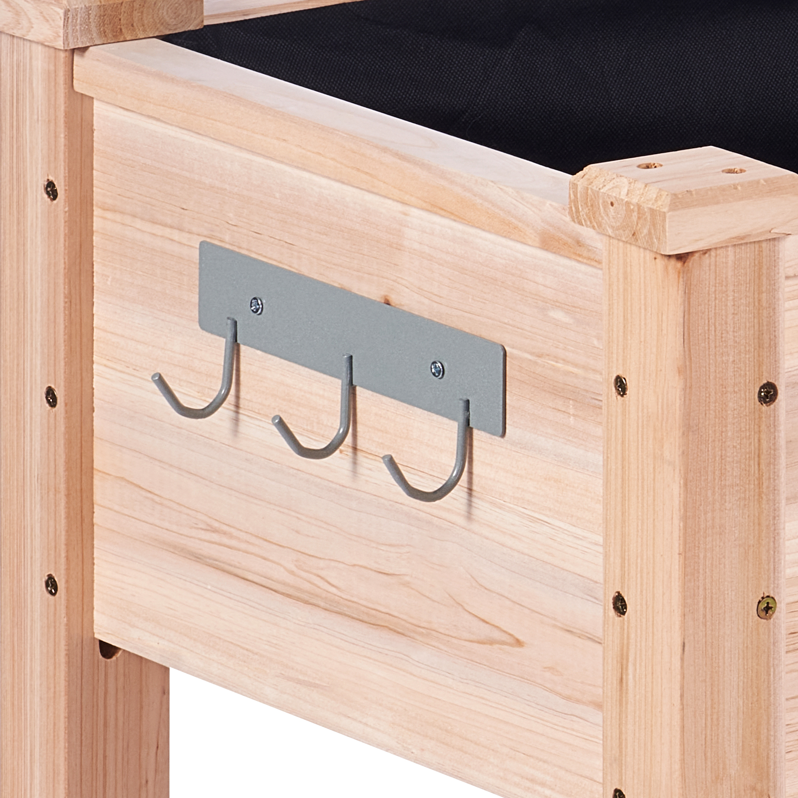 VEVOR garden bed with wooden frame and three metal hooks for gardening tools.