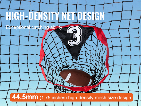 high-density net design for VEVOR football trainer net with 44.5mm mesh size and exceptional catching ability.