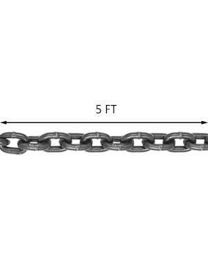 VEVOR chain sling, 5 ft length, showing chain links in detail with measurement indicator.