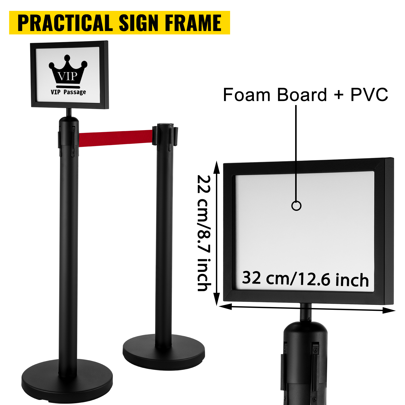 VEVOR stanchion post barriers with practical sign frame for vip area.
