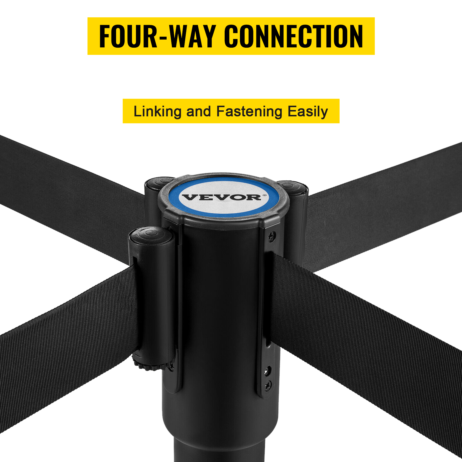 VEVOR crowd control stanchion with four-way connection for easy linking and fastening