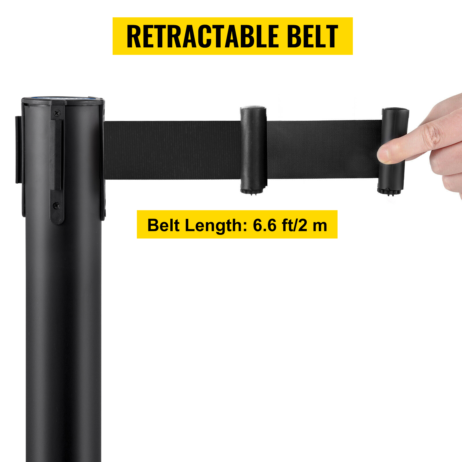 VEVOR crowd control stanchion with retractable belt, 6.6 ft/2 m length.