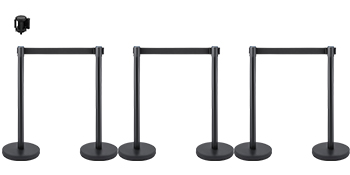 black VEVOR crowd control stanchion set with sleek retractable belts.