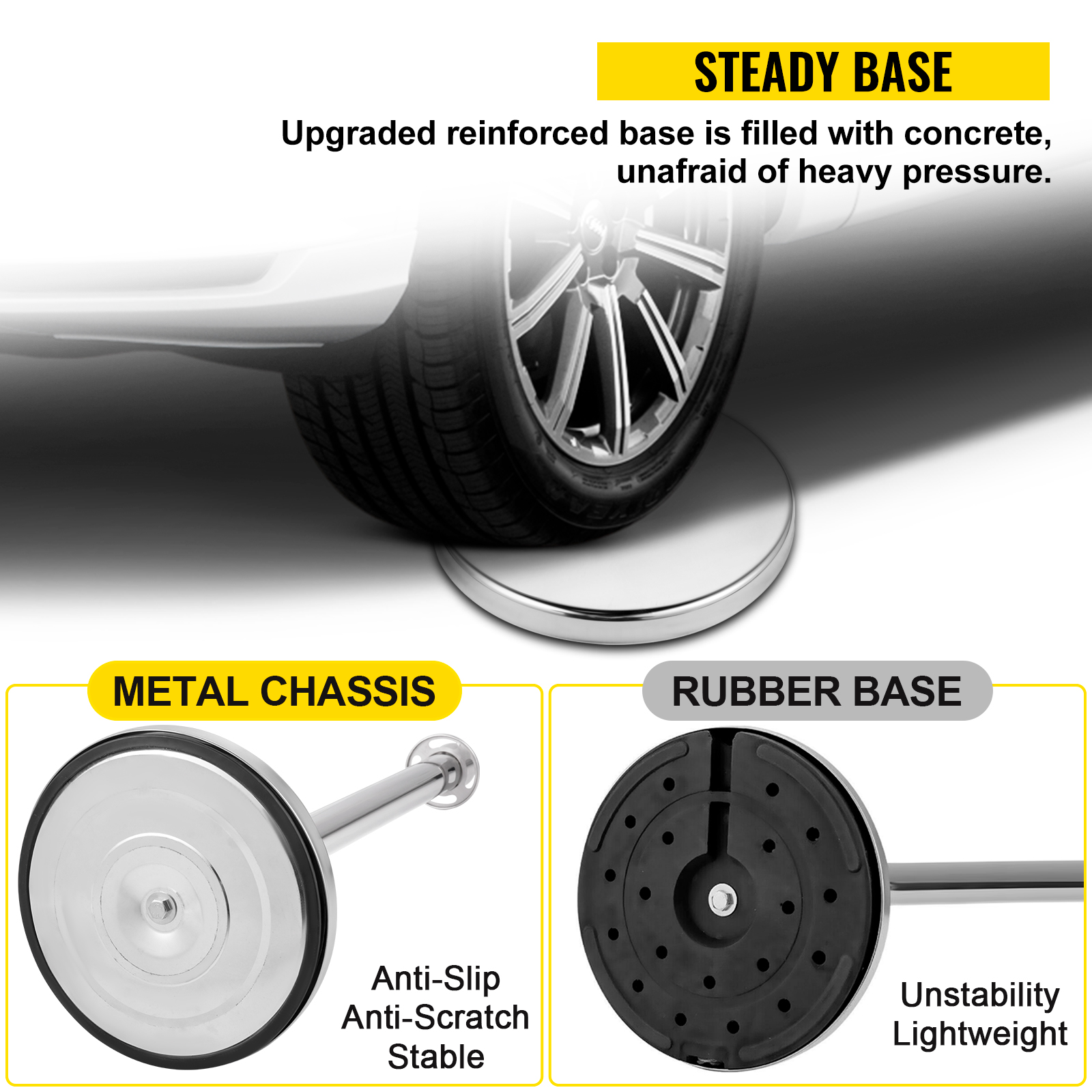 VEVOR crowd control stanchion with metal chassis, anti-scratch, and stable design.