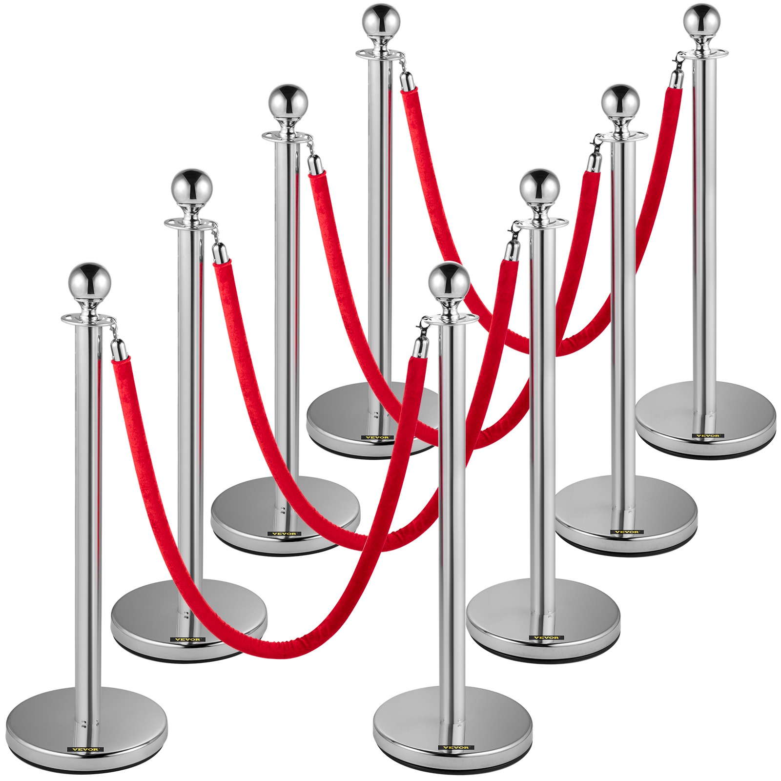 VEVOR crowd control stanchion with red velvet ropes for event management