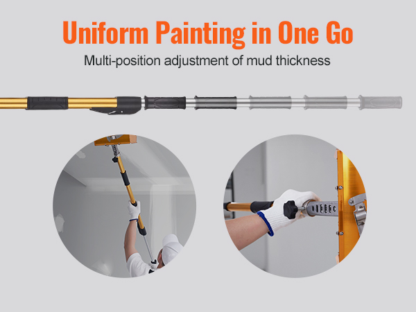 Ручка для плоской коробки из гипсокартона VEVOR позволяет осуществлять многопозиционную регулировку для равномерной покраски за один раз.