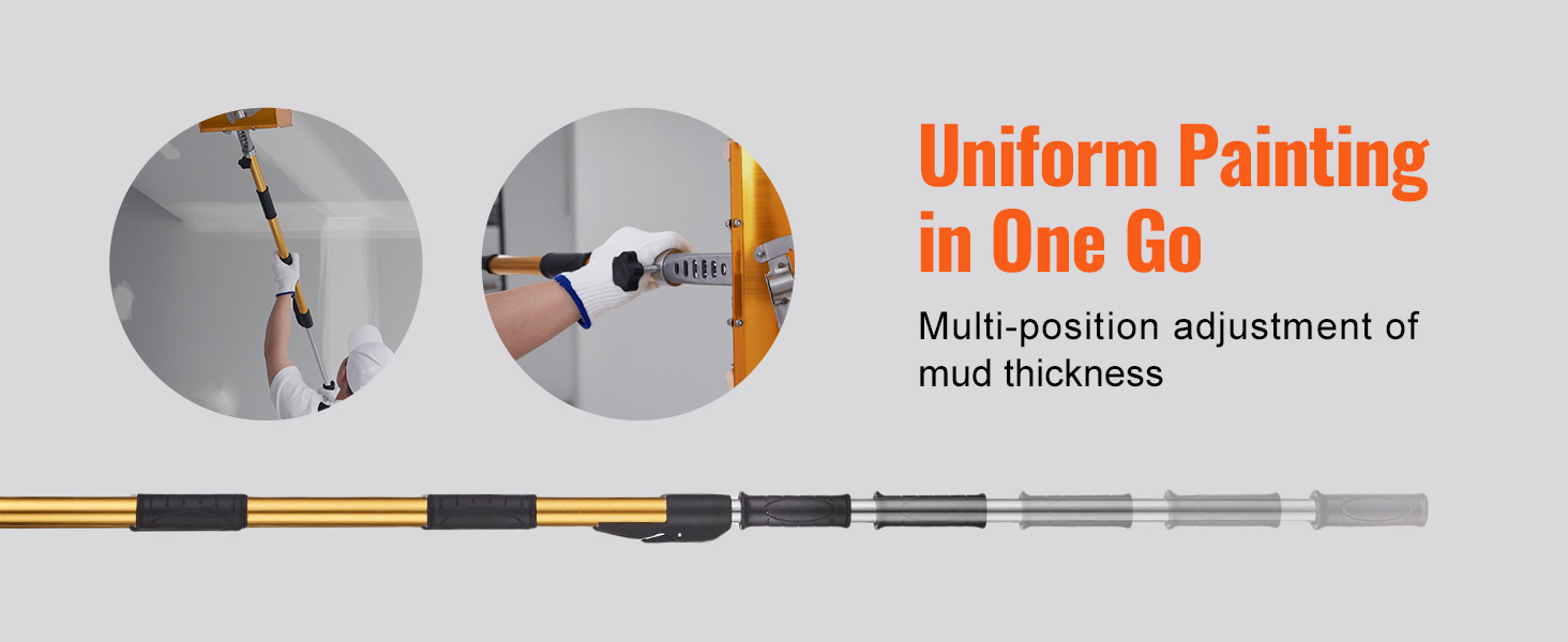 Ручка для плоской коробки из гипсокартона VEVOR позволяет осуществлять многопозиционную регулировку для равномерной покраски за один раз.