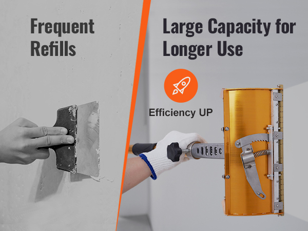 частая заправка и большая емкость для более длительного использования благодаря плоской ручке для гипсокартона VEVOR. повышается эффективность.