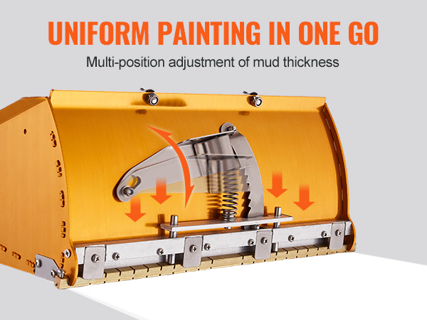 VEVOR drywall flat box demonstrating uniform painting with multi-position adjustment of mud thickness.