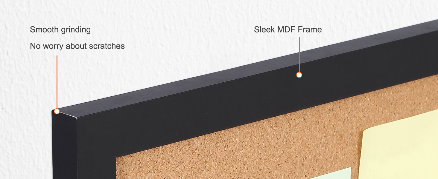 Пробковая доска VEVOR с гладкой шлифованной кромкой и изящной рамкой из МДФ для закрепления без царапин.