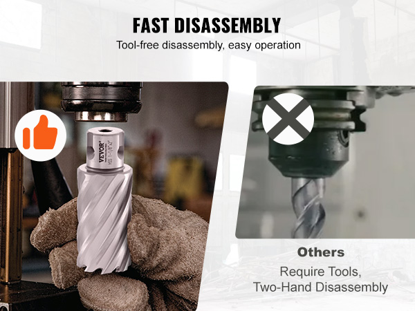 fast disassembly comparison of VEVOR annular cutter set vs. other tools, highlighting ease of operation.