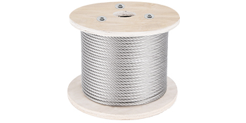 wooden spool with VEVOR stainless steel cable coiled neatly around it.