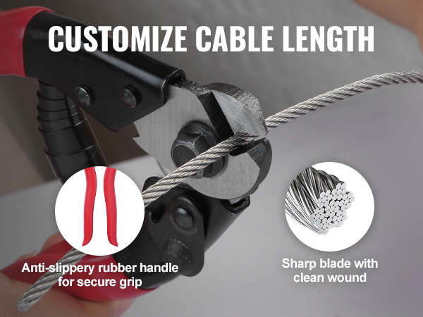 tool cutting cable with anti-slip rubber handle and sharp blade for VEVOR deck railing cable.