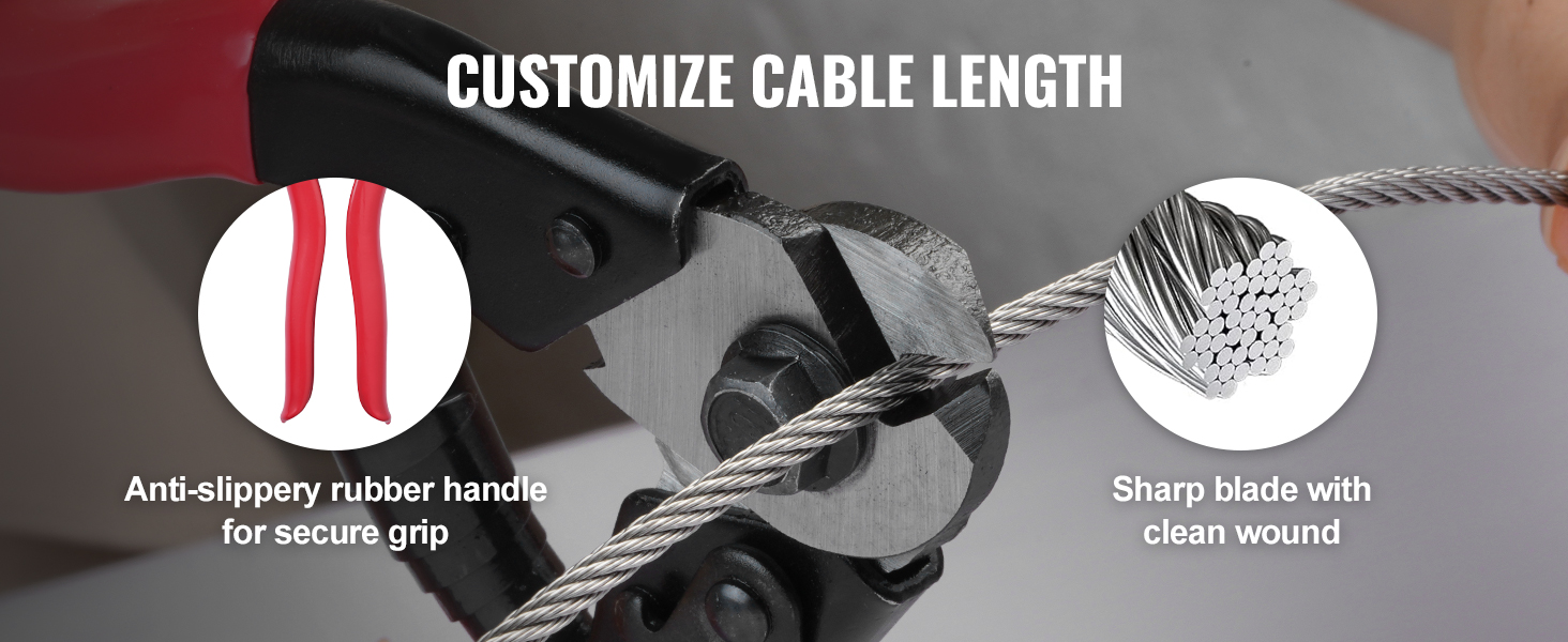 tool cutting cable with anti-slip rubber handle and sharp blade for VEVOR deck railing cable.