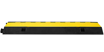 VEVOR cable protector ramp with yellow lid and black base, showcasing side view.