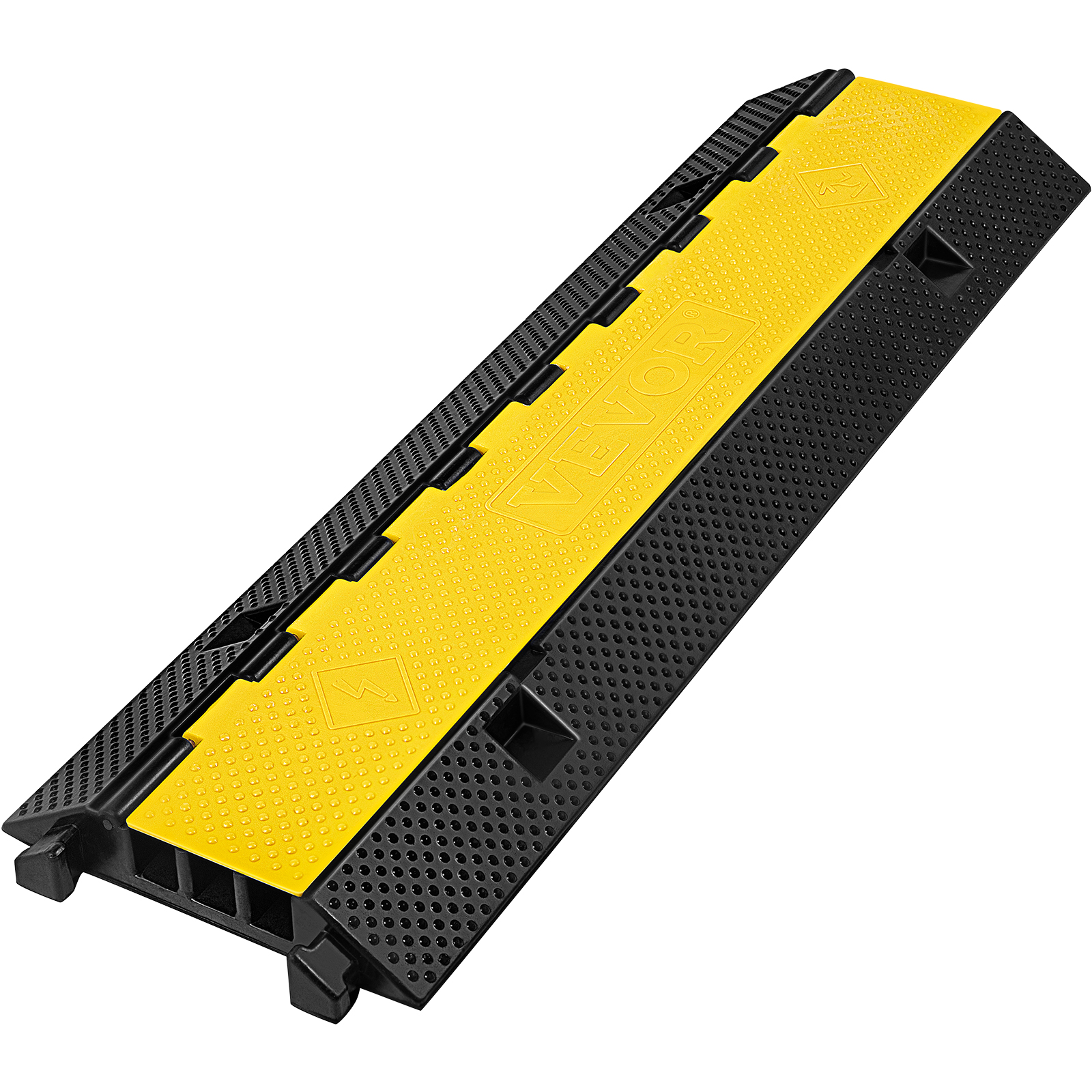 yellow and black VEVOR cable protector ramp with textured non-slip surface.
