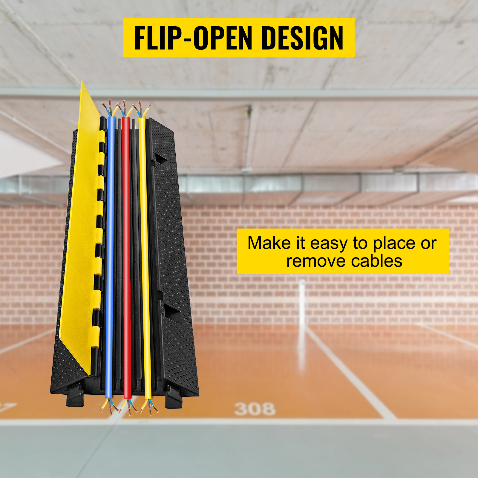 VEVOR cable protector ramp with flip-open design for easy cable management.