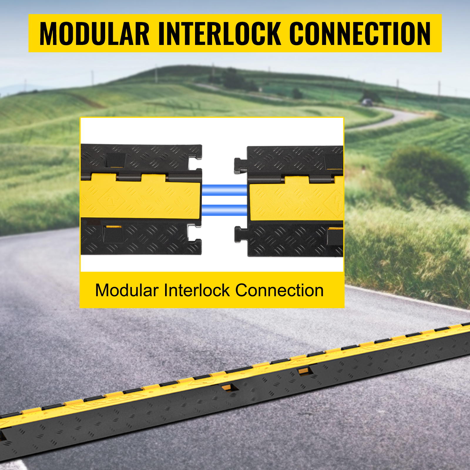 VEVOR cable protector modular interlock connection system on a road.