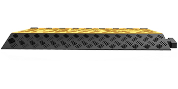 black and yellow VEVOR cable protector ramps with non-slip surface and modular connectors.