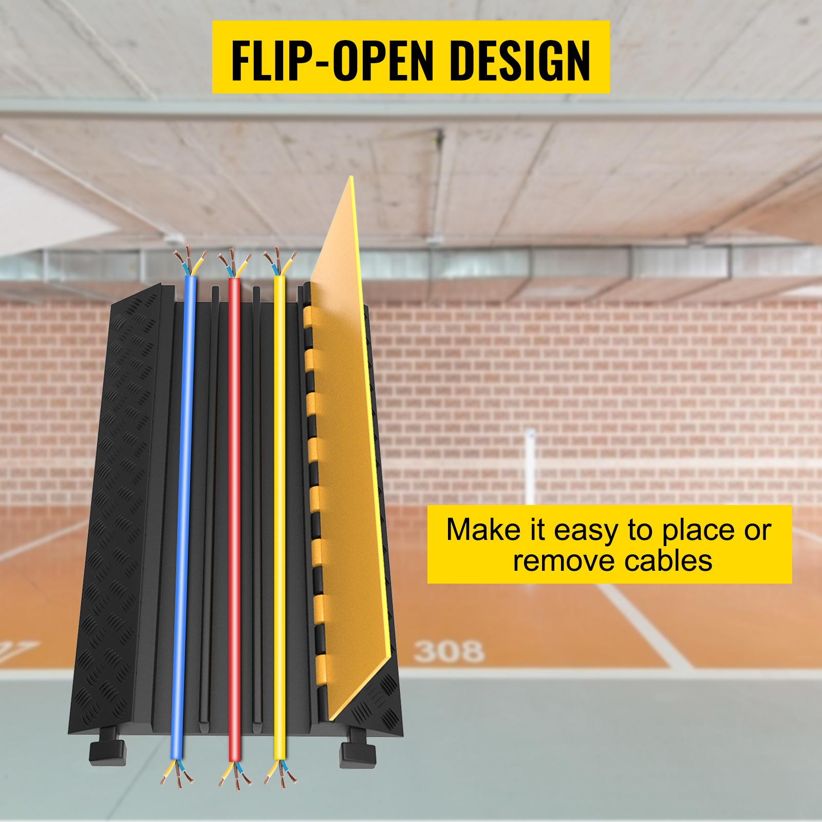 VEVOR cable protector ramps with flip-open design for easy cable management.