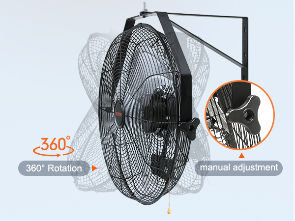 VEVOR wall mount fan with manual adjustment and 360° rotation for versatile cooling solutions.