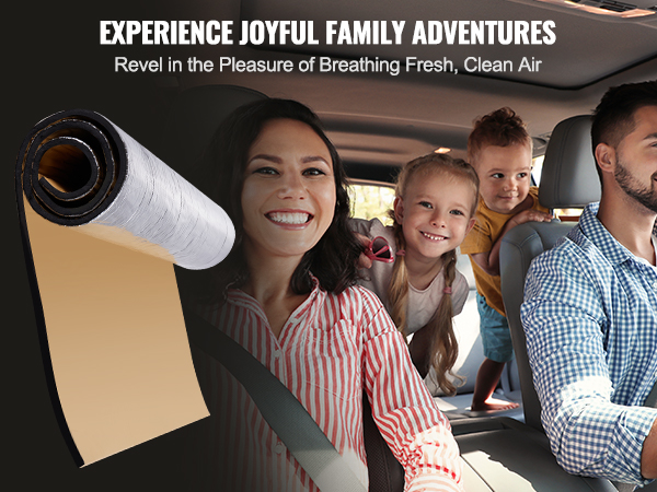 family in car enjoying VEVOR sound deadening mat benefits for a quieter ride.