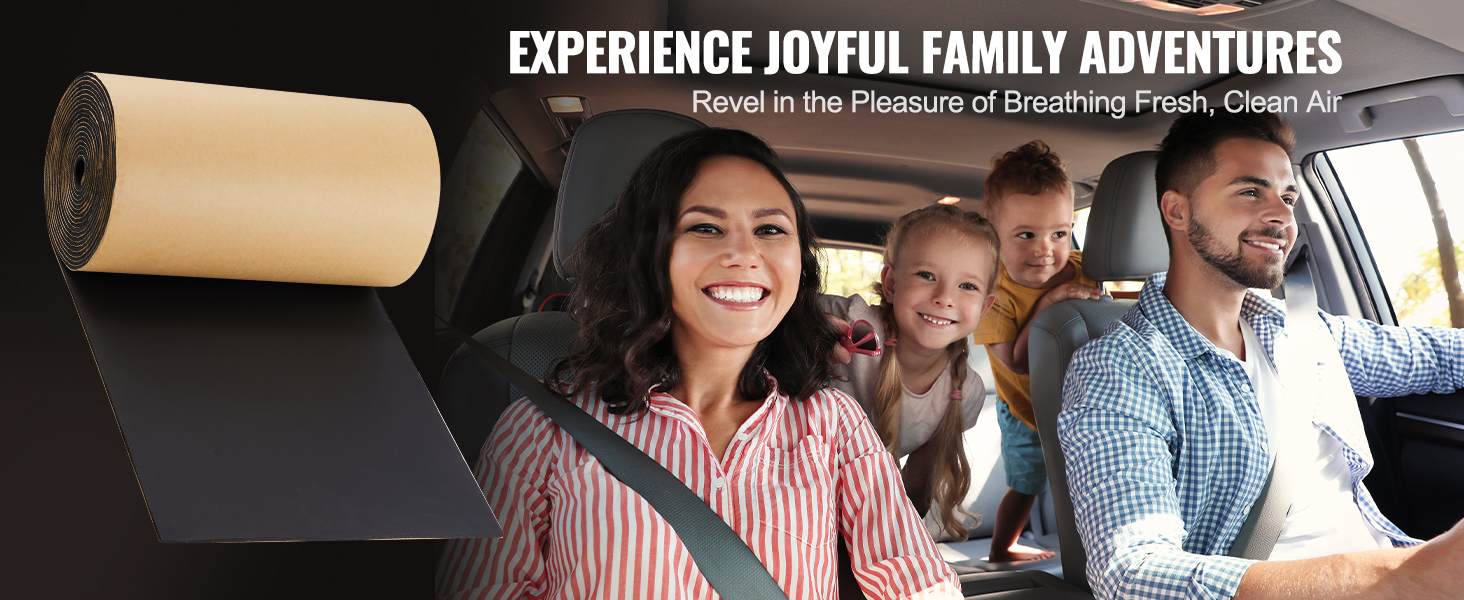 family enjoying car ride with VEVOR car sound deadening mat for a quieter, more comfortable journey.
