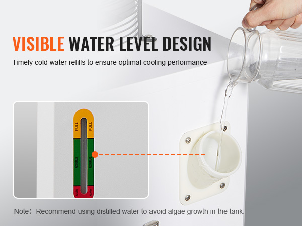 VEVOR industrial water chiller with visible water level design for optimal cooling performance.