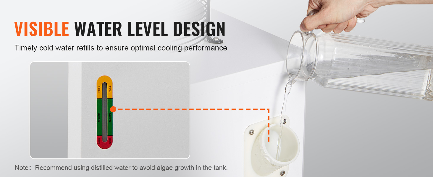VEVOR industrial water chiller with visible water level design for optimal cooling performance.