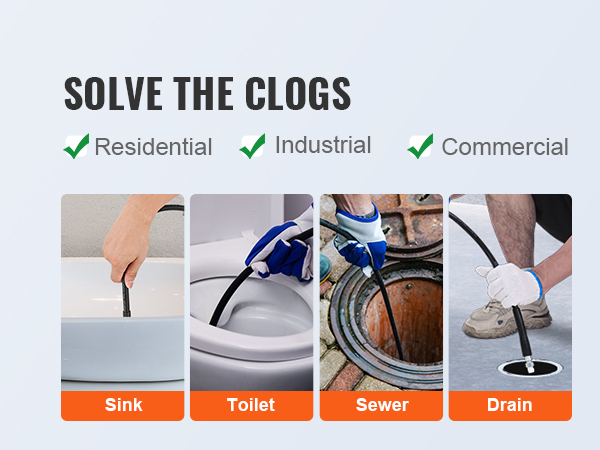 solve clogs in residential, industrial, and commercial settings with VEVOR pressure washer hose.