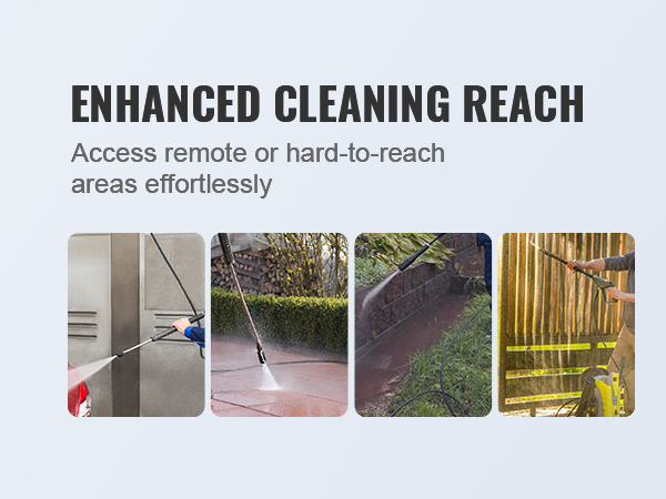 enhanced cleaning with VEVOR pressure washer hose, reaching hard-to-access areas effortlessly.