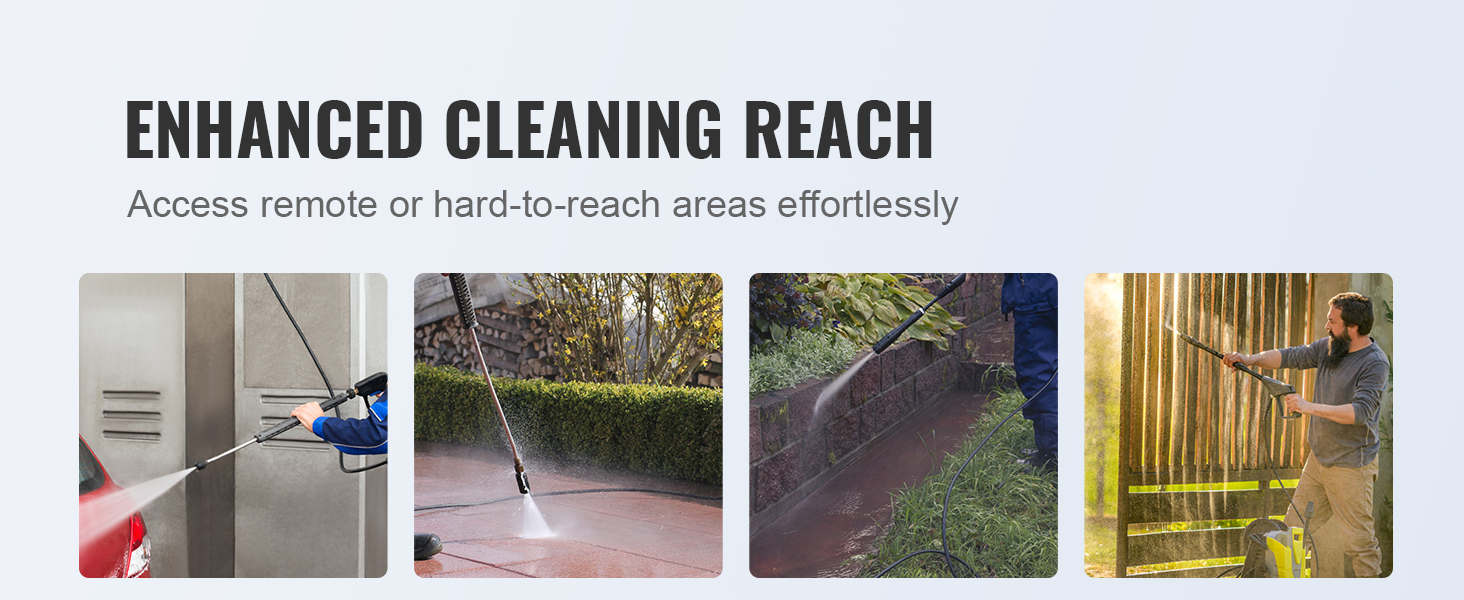 enhanced cleaning with VEVOR pressure washer hose, reaching hard-to-access areas effortlessly.