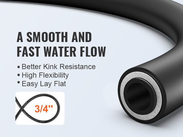 VEVOR pressure washer hose boasting 3/4" thickness, better kink resistance, high flexibility, and easy lay flat.