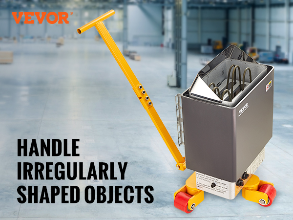 VEVOR machinery skate dolly, 6614 lbs capacity, anti-falling bolt, handle irregularly shaped objects.