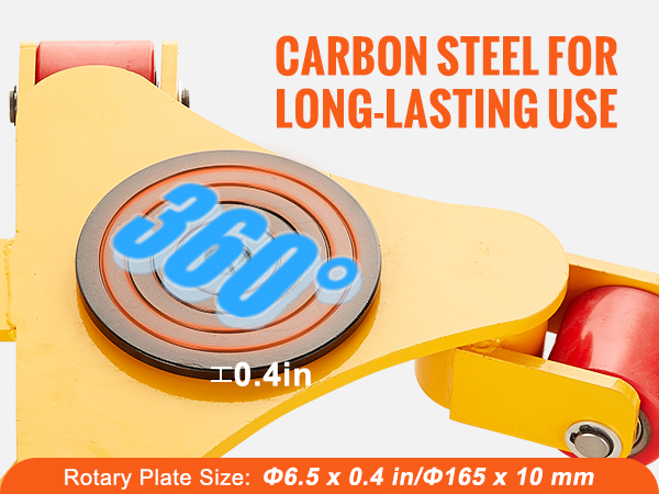 VEVOR machinery skate dolly with 360-degree adjustable wheels, carbon steel for durability.
