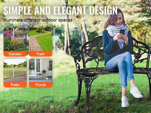 VEVOR outdoor bench for garden, park, patio, and porch. simple design, perfect for outdoor relaxation.