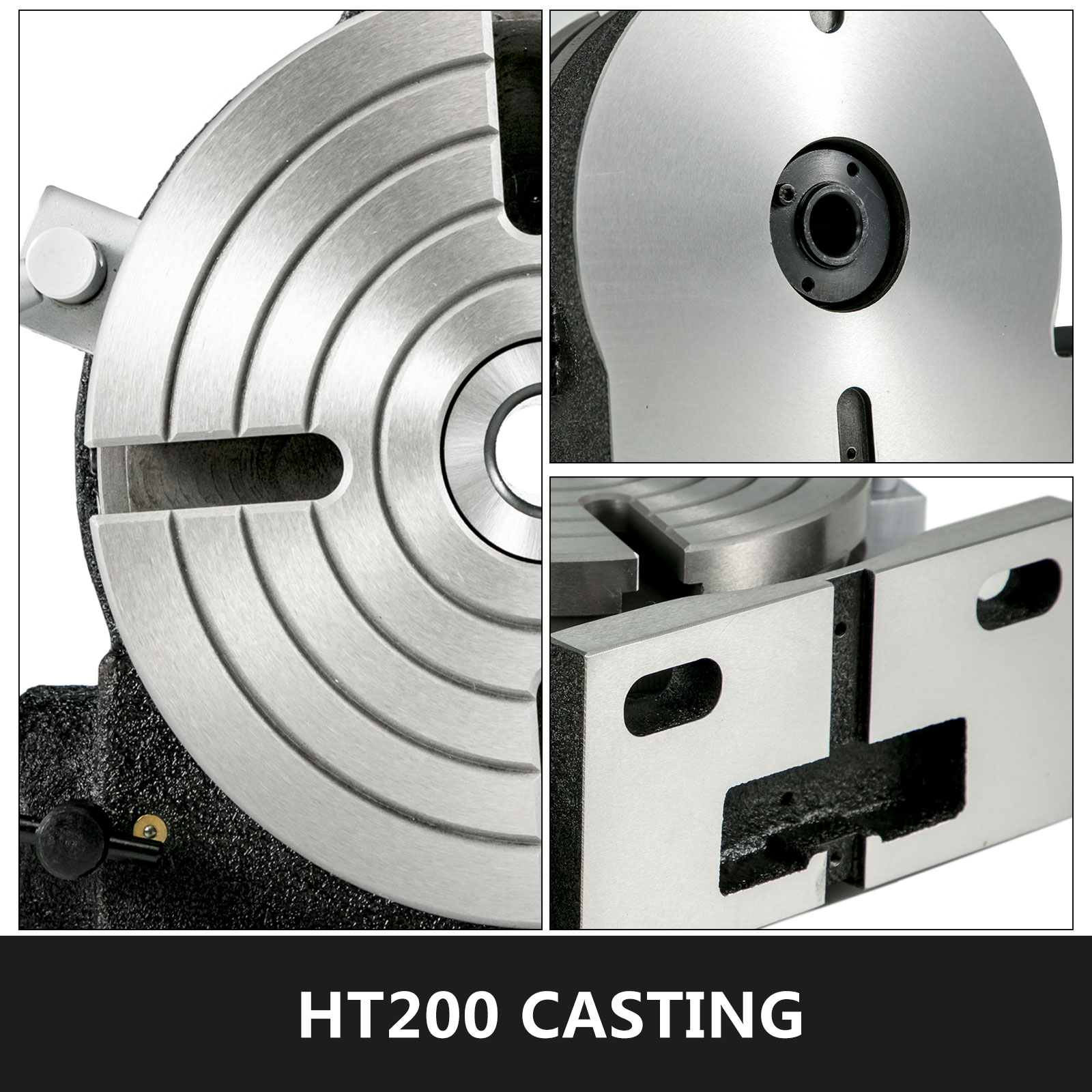 ht200 casting components of the VEVOR rotary table showing detailed grooves and slots