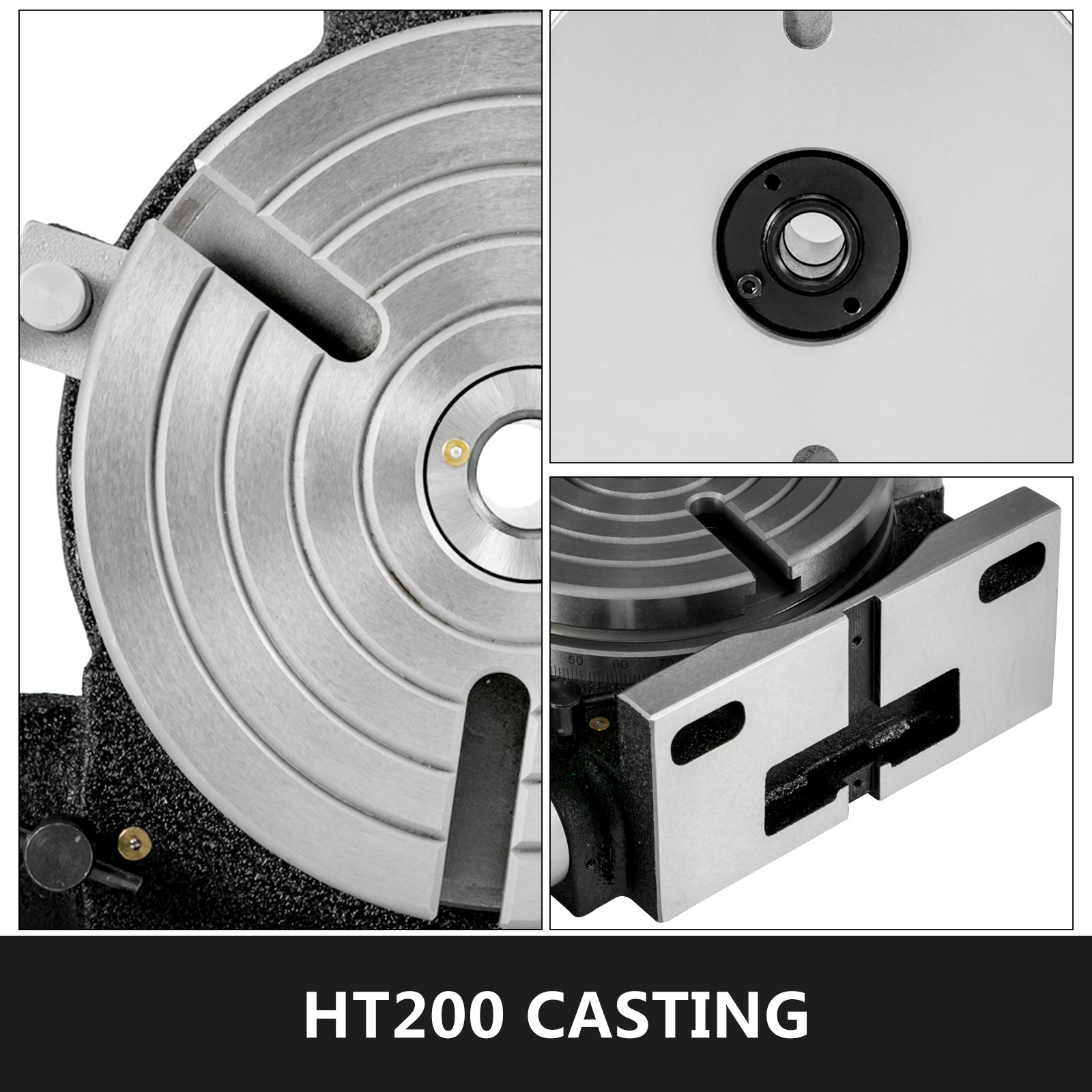 VEVOR rotary table with ht200 casting and precision grooves.