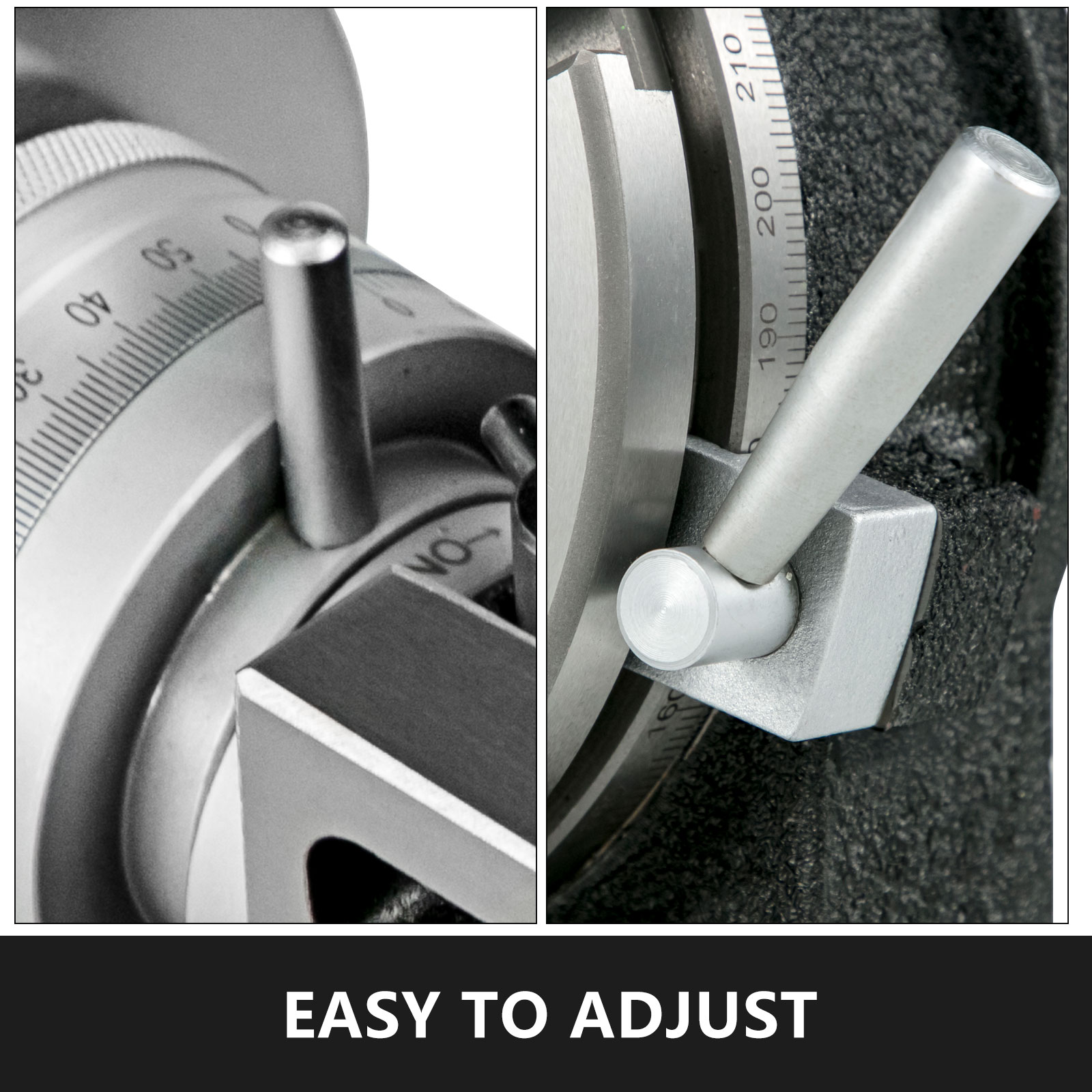 VEVOR rotary table with precision adjust levers and easy-to-read scale.