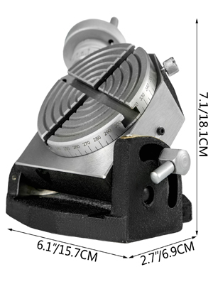 VEVOR rotary table with protractor scale and precision adjustment knob.