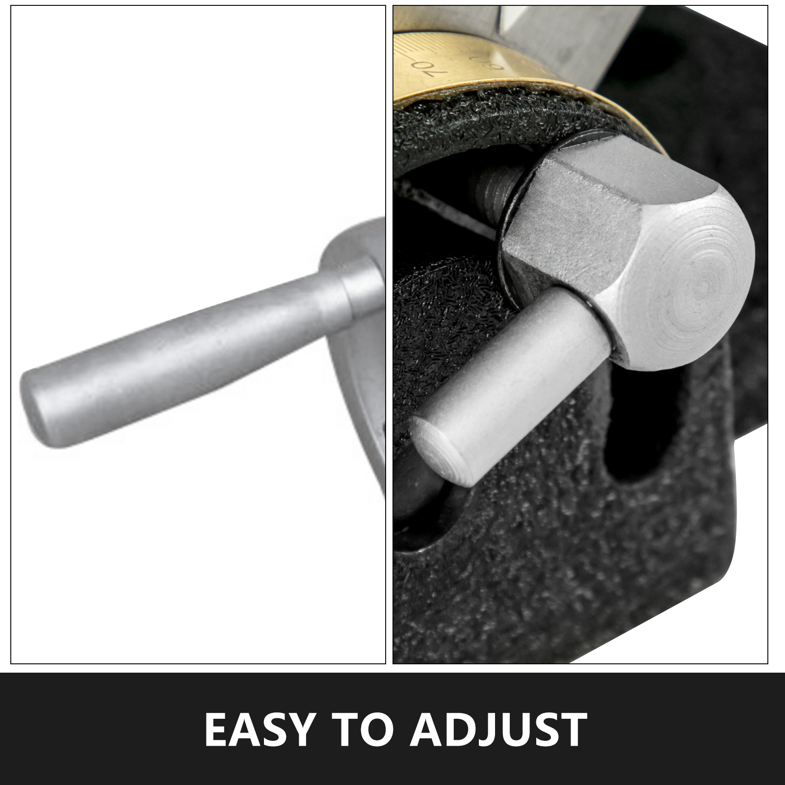 VEVOR rotary table adjustment handle close-up, showcasing easy-to-adjust feature.