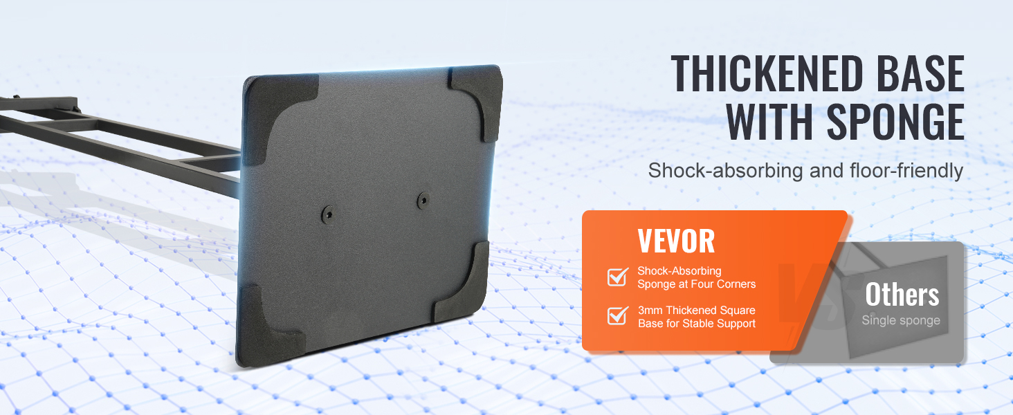 VEVOR poster stand with thickened sponge base for shock absorption and stable support.