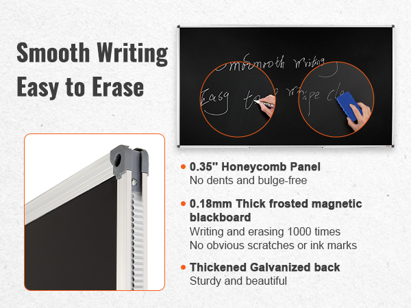 VEVOR black board with smooth writing surface, honeycomb panel, and magnetic blackboard, easy to erase.