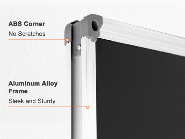 VEVOR black board with abs corner for no scratches and sleek, sturdy aluminum alloy frame.