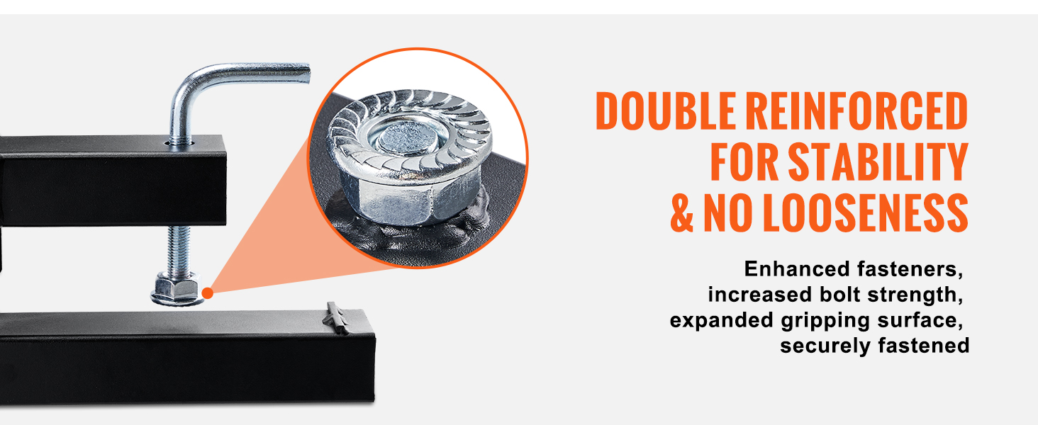 enhanced fasteners on VEVOR pallet forks ensure double reinforced stability and no looseness.
