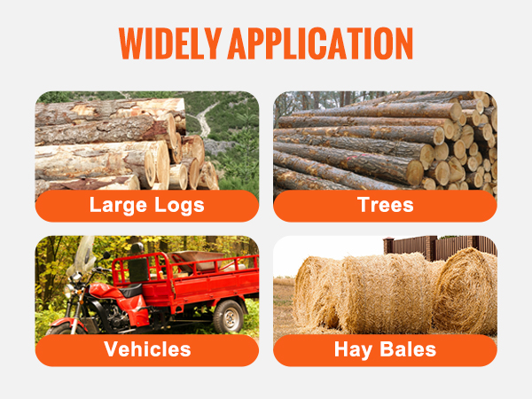 VEVOR pallet forks for lifting large logs, trees, vehicles, hay bales with wide application.